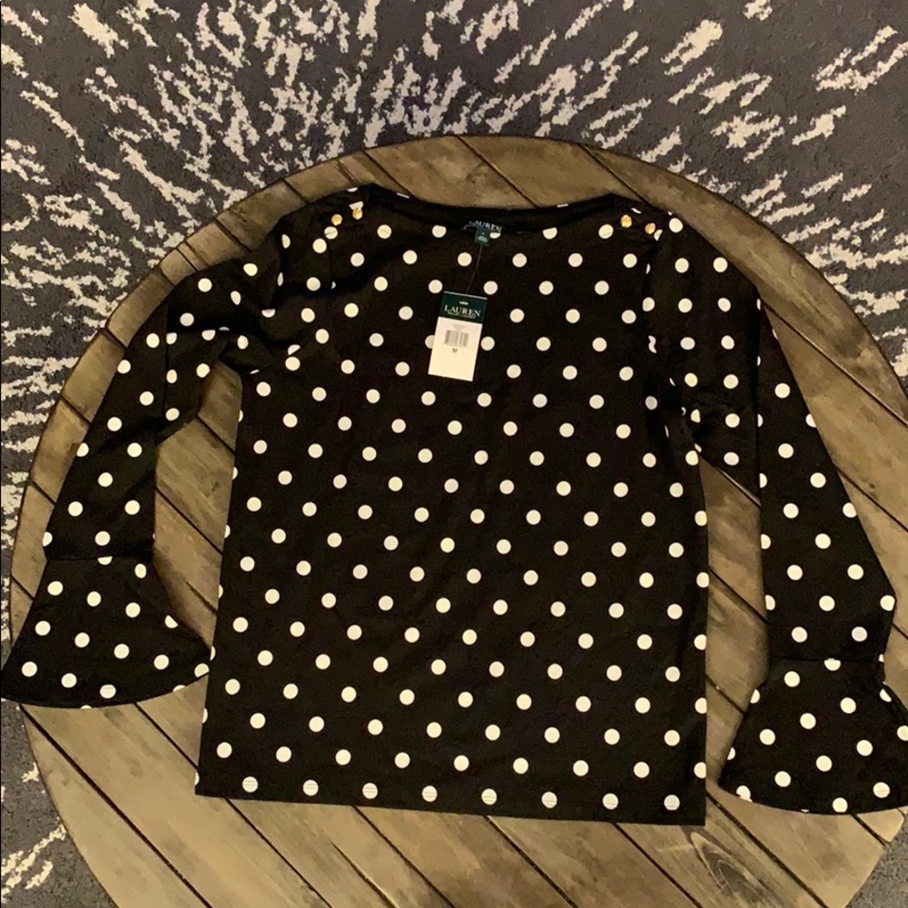 Ralph Lauren polka dot bell sleeve blouse